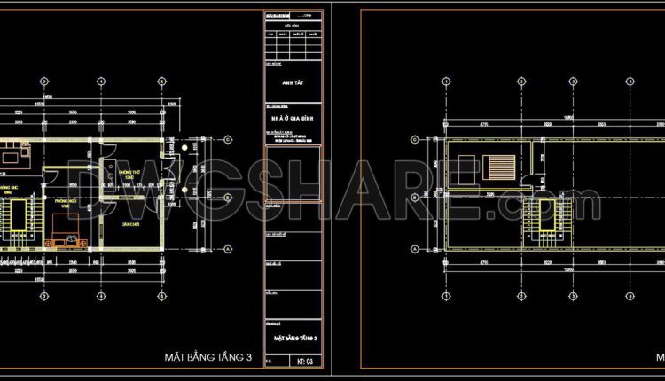 302. CAD design drawings for a 3-story townhouse with dimensions of 7m x 17m