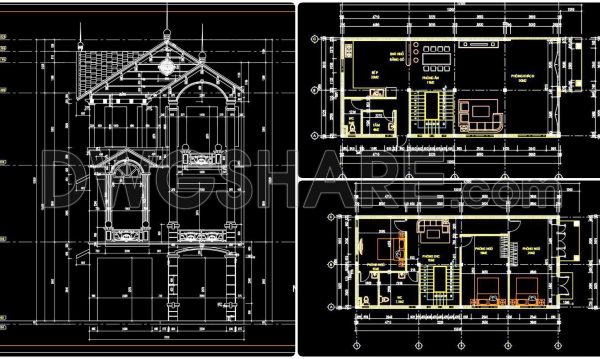 2 years ago
                

                
             1,220302. CAD design drawings for a 3-story townhouse with dimensions of 7m x 17m