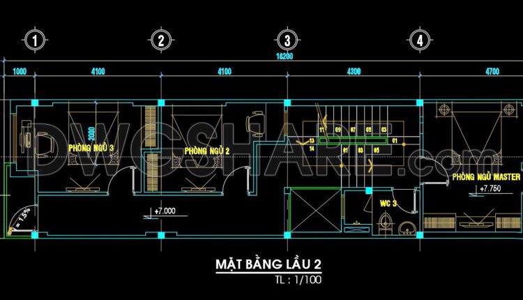 303. CAD design drawings for a 3-story townhouse with dimensions of 4.5m x 17.2m