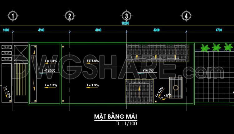 303. CAD design drawings for a 3-story townhouse with dimensions of 4.5m x 17.2m