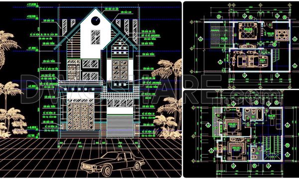 2 years ago
                

                
             1,890304. CAD design drawings for a 3-story townhouse with dimensions of 7.7m x 12m
