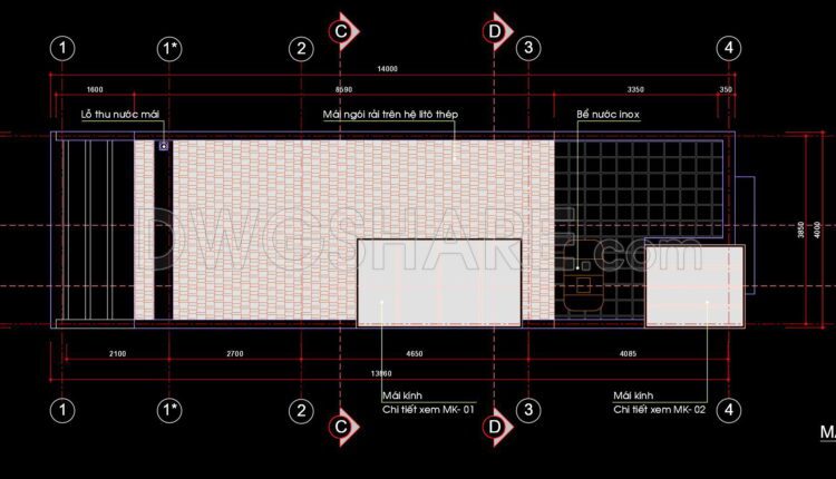 305. CAD design drawings for a 4-story townhouse with dimensions of 4m x 14m