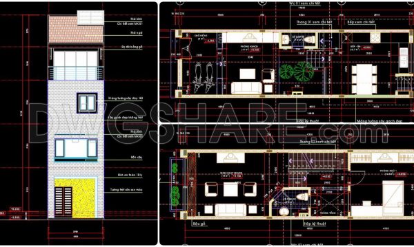 2 years ago
                

                
             1,307305. CAD design drawings for a 4-story townhouse with dimensions of 4m x 14m