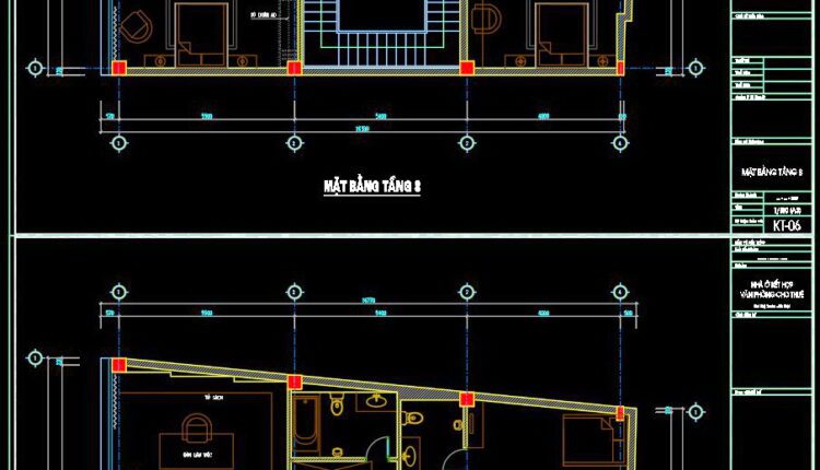 306. CAD design drawings for a 9-story townhouse with dimensions of 9.2m x 16.3m