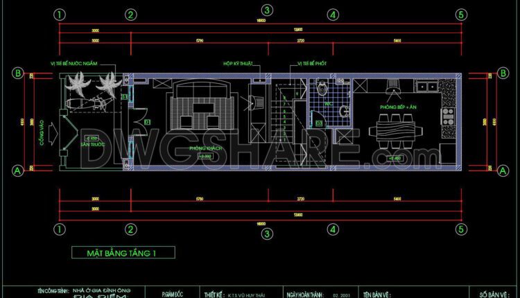 307. CAD design drawings for a 4-story townhouse with dimensions of 4.1m x 16m