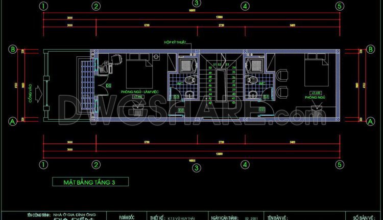 307. CAD design drawings for a 4-story townhouse with dimensions of 4.1m x 16m