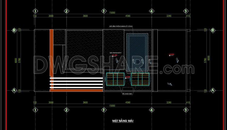 309. CAD design drawings for a 4-story townhouse with dimensions of 6m x 15m