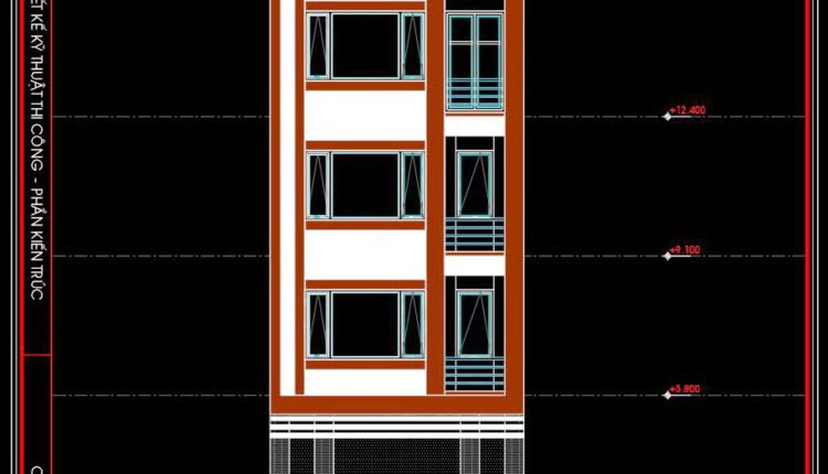 309. CAD design drawings for a 4-story townhouse with dimensions of 6m x 15m