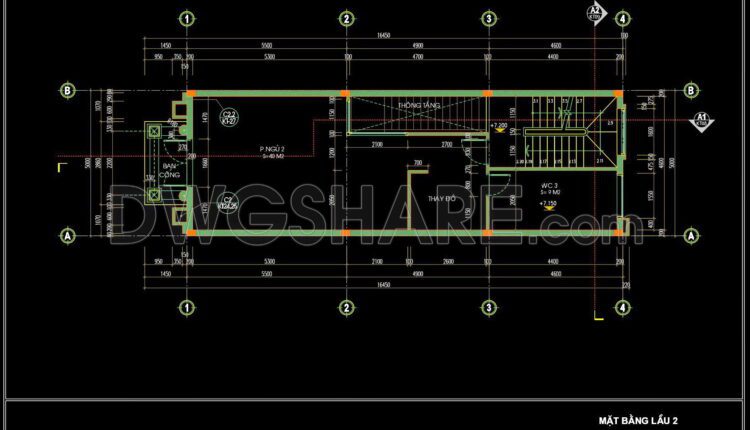 310. CAD design drawings for a 4-story townhouse with dimensions of 5m x 16.1m