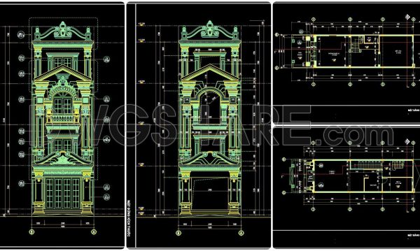 2 years ago
                

                
             1,309310. CAD design drawings for a 4-story townhouse with dimensions of 5m x 16.1m