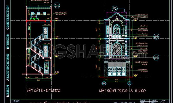 2 years ago
                

                
             778311. CAD design drawings for a 3-story townhouse with dimensions of 5m x 21.2m