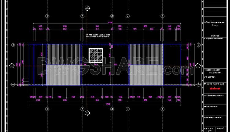 312. CAD design drawings for a 6-story townhouse with dimensions of 4.8m x 17.6m
