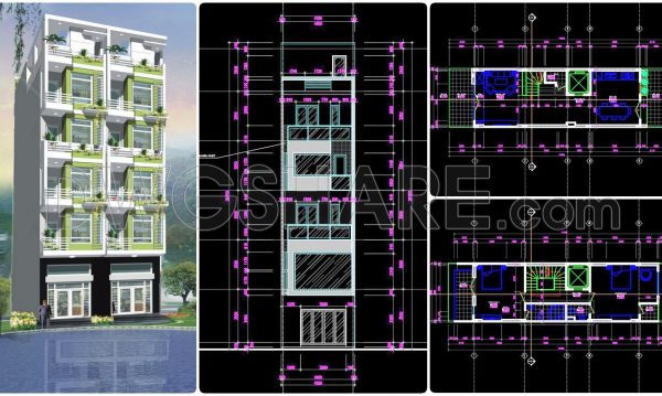 2 years ago
                

                
             1,077312. CAD design drawings for a 6-story townhouse with dimensions of 4.8m x 17.6m