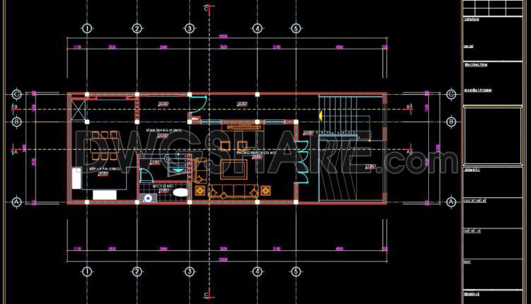 315. CAD design drawings for a 3-story townhouse with dimensions of 6.3m x 18m