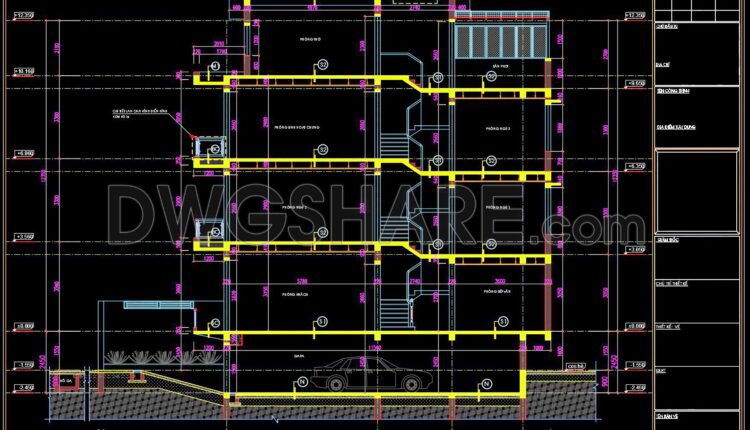 315. CAD design drawings for a 3-story townhouse with dimensions of 6.3m x 18m