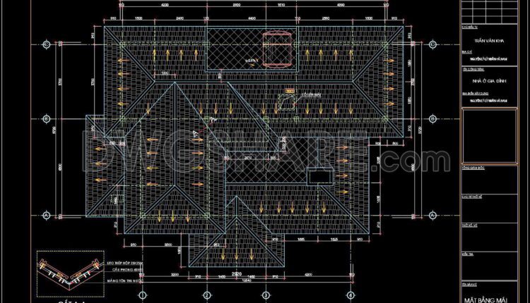 319. CAD design drawings for a 2-story townhouse with dimensions of 8.7m x 13.2m