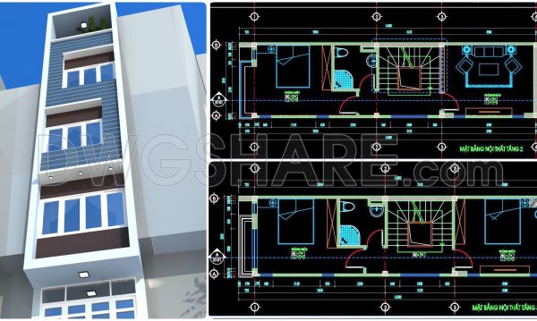 2 years ago
                

                
             699320. CAD design drawings for a 4-story townhouse with dimensions of 3.6m x 13.8m