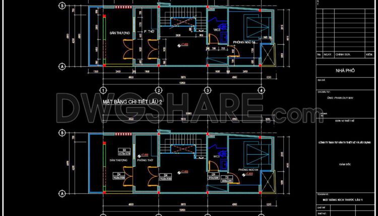 323. CAD design drawings for a 3-story townhouse with dimensions of 4.9m x 14m