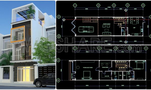 2 years ago
                

                
             1,585324. CAD design drawings for a 4-story townhouse with dimensions of 5m x 17.5m