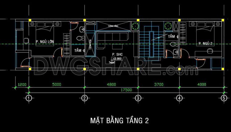 325. CAD design drawings for a 3-story townhouse with dimensions of 4.6m x 17.5m