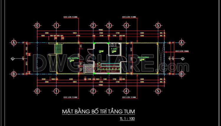 326. CAD design drawings for a 4-story townhouse with dimensions of 4.9m x 19.9m