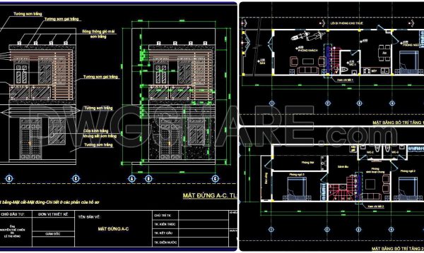 2 years ago
                

                
             949327. CAD design drawings for a 2-story townhouse with dimensions of 4m x 13m