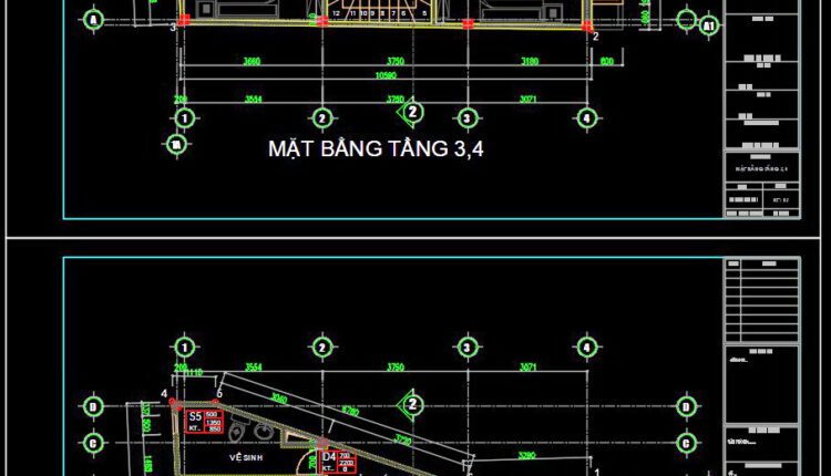 328. CAD design drawings for a 6-story townhouse with dimensions of 3.1m x 10.5m