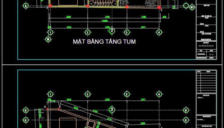 328. CAD design drawings for a 6-story townhouse with dimensions of 3.1m x 10.5m
