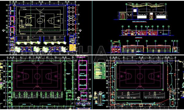 34. Cad drawings of Mini Sports Complex For Free Download