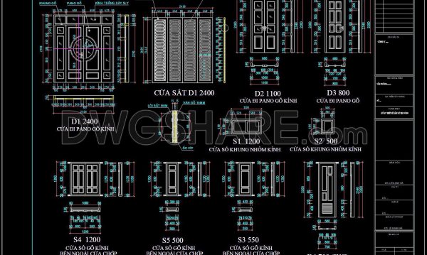 505. Detailed CAD Drawings Of Doors, Windows For Download
