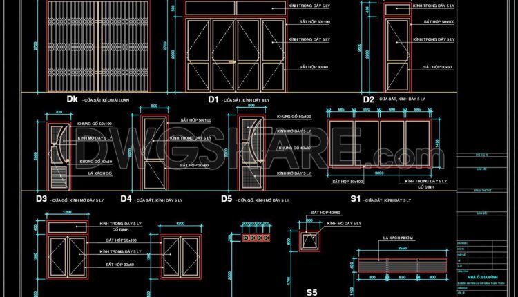 514. Detailed CAD Drawings Of Doors, Windows For Download