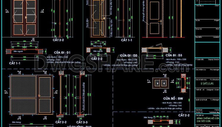 520. Detailed CAD Drawings Of Doors, Windows For Download