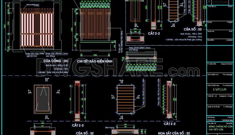 520. Detailed CAD Drawings Of Doors, Windows For Download
