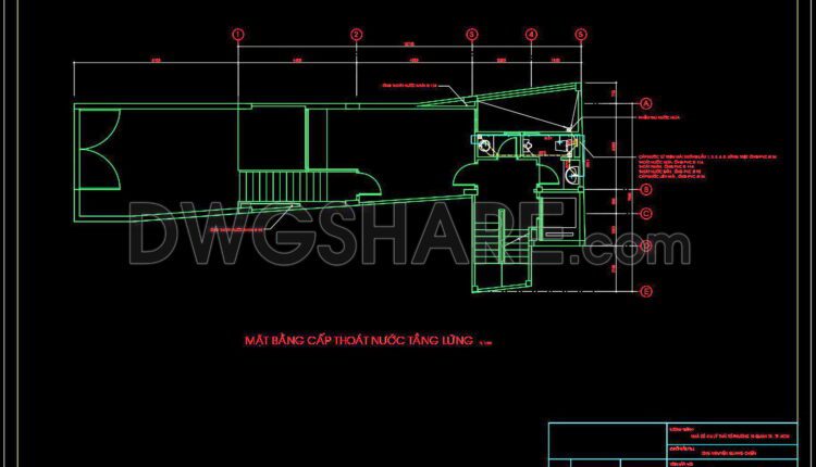 71. CAD drawings for detailed electrical and plumbing designs for a 4-story townhouse with dimensions of 4.4m x 19.2m