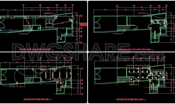 2 years ago
                

                
             61971. CAD drawings for detailed electrical and plumbing designs for a 4-story townhouse with dimensions of 4.4m x 19.2m