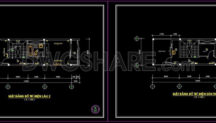 73. CAD drawings for detailed electrical designs for a 4-story townhouse