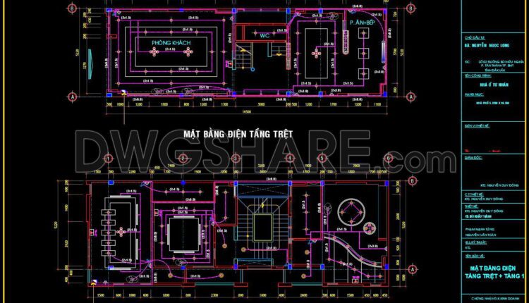 77. CAD drawings for detailed electrical designs for a 3-story townhouse