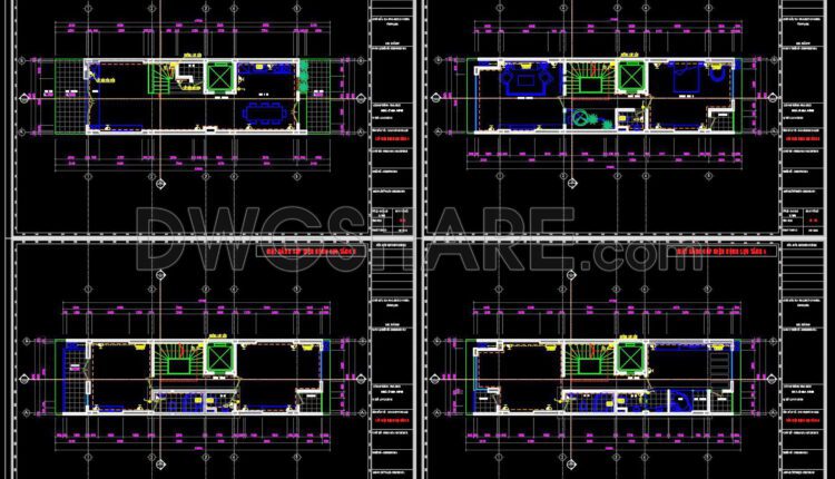 81. CAD drawings for detailed electrical designs for a 5-story townhouse