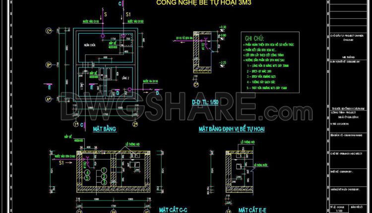 82. CAD drawings detailing the design of water supply and drainage systems for a 6-story townhouse