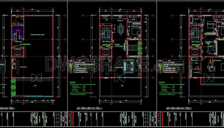 85. CAD drawings for detailed electrical designs for a 6-story townhouse