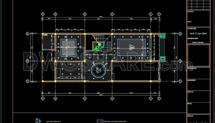 91. Detailed CAD drawings for the ceiling layout design of a 3-story townhouse