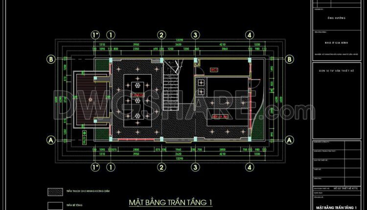 95. Detailed CAD drawings for the ceiling layout design of a 3-story townhouse