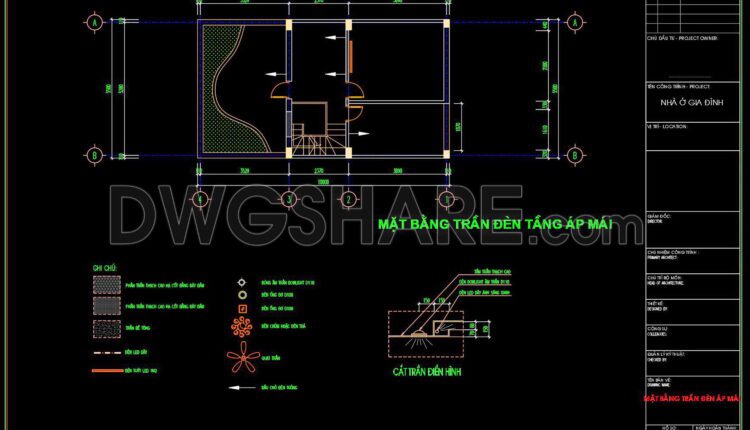 105. Detailed CAD drawings for the ceiling layout design of a 3-story townhouse