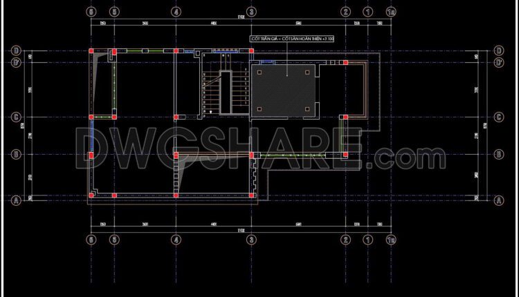 107. Detailed CAD drawings for the ceiling layout design of a 3-story townhouse