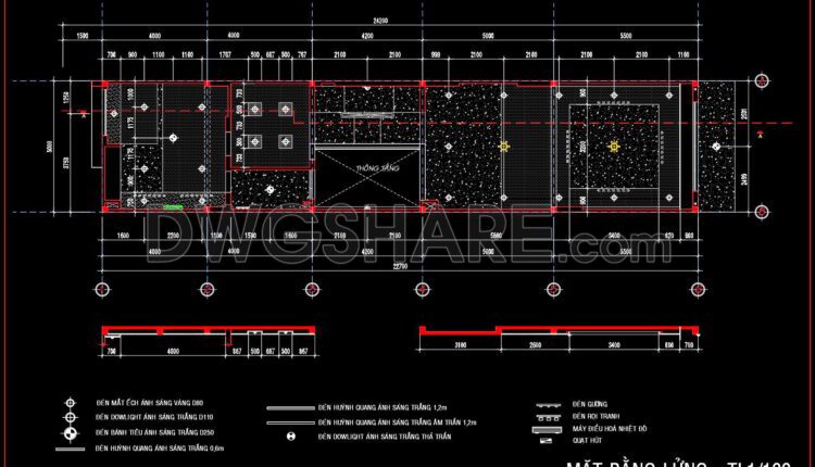 109. Detailed CAD drawings for the ceiling layout design of a 5-story townhouse
