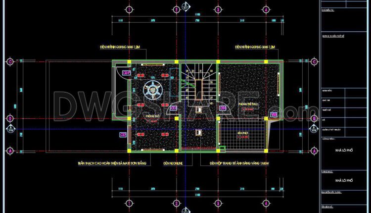 110. Detailed CAD drawings for the ceiling layout design of a 3-story townhouse