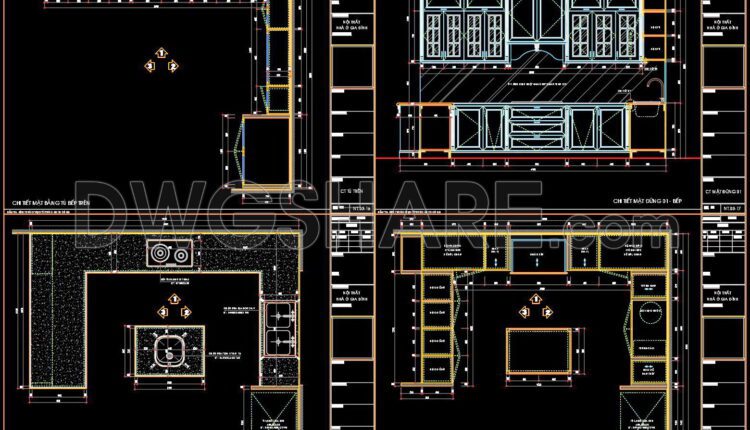 112. CAD technical drawings of kitchen cabinets for the house