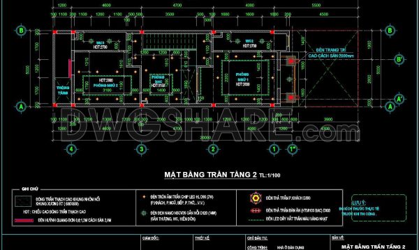 115. Detailed CAD drawings for the ceiling layout design of a 3-story townhouse
