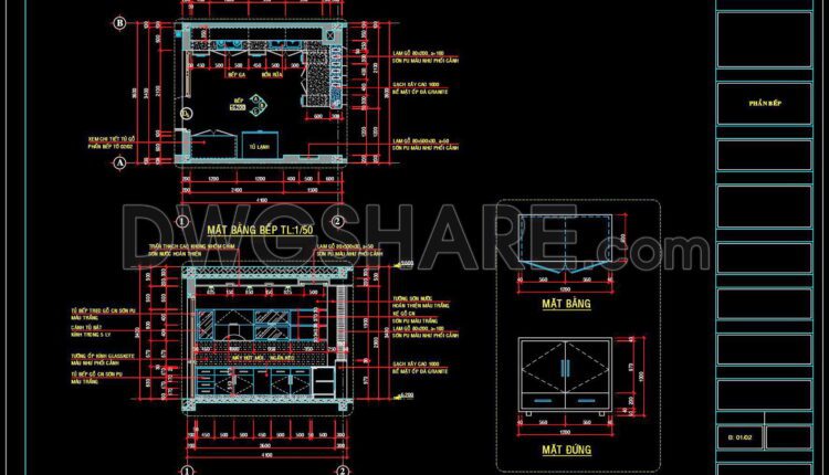 117. CAD technical drawings of kitchen cabinets for the house