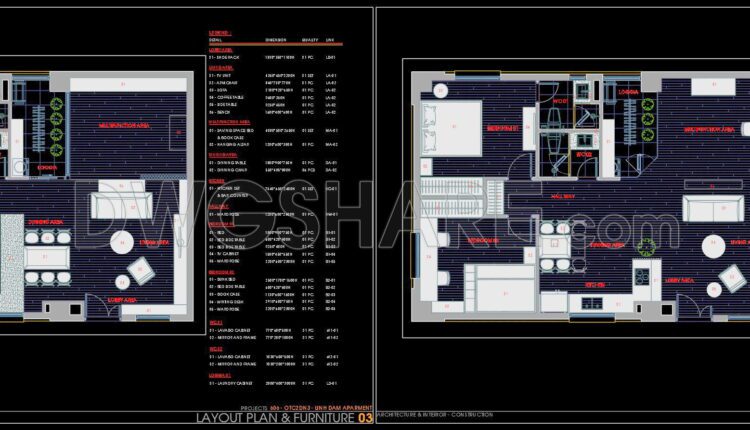 13. CAD design drawings for the construction of a 113 m2 apartment